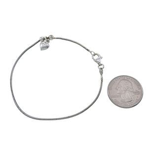Estate Italian Sterling Silver 925 Snake Chain Bracelet with Heart Charm 7.75"